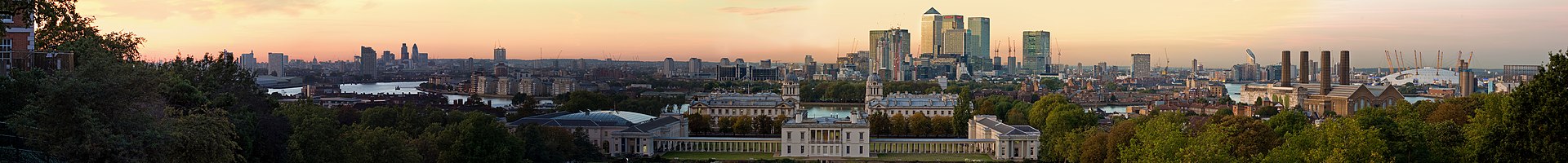 The view over Greenwich and the Old Royal Naval College from Greenwich Park
