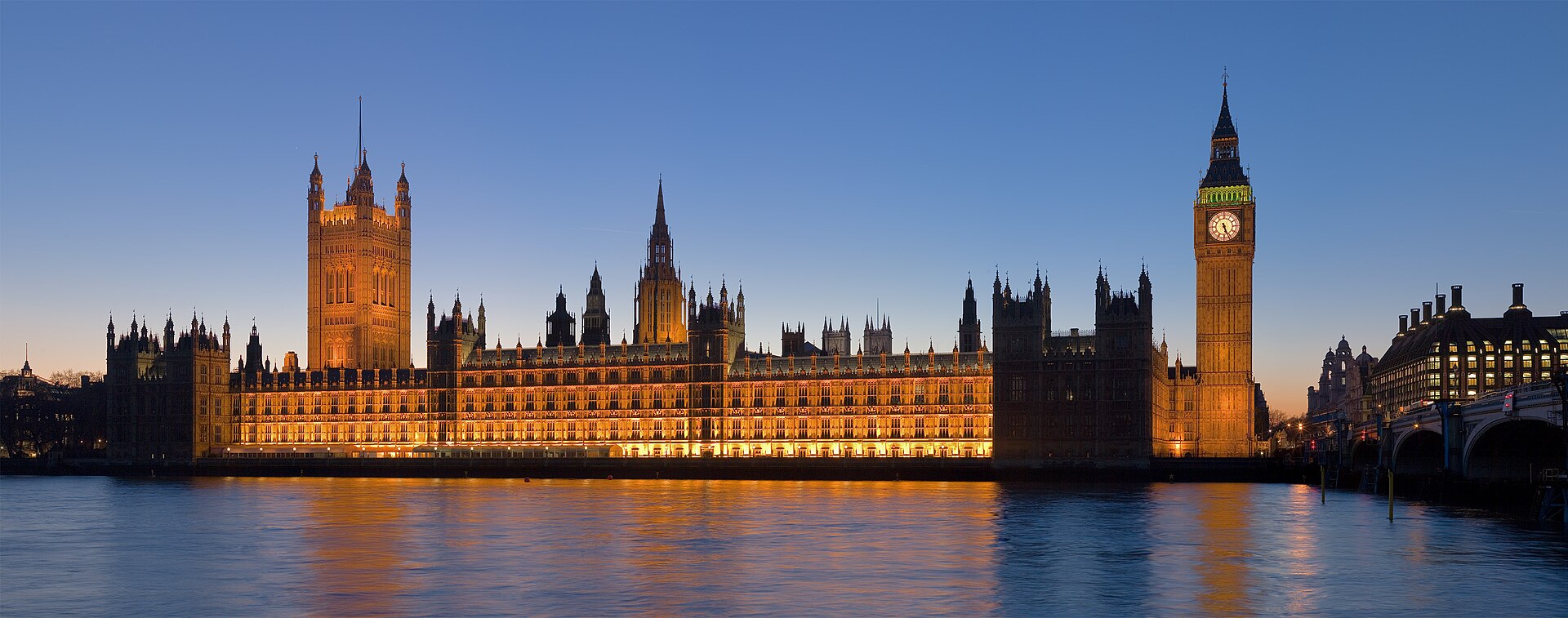 The Palace of Westminster and Big Ben beside the Thames